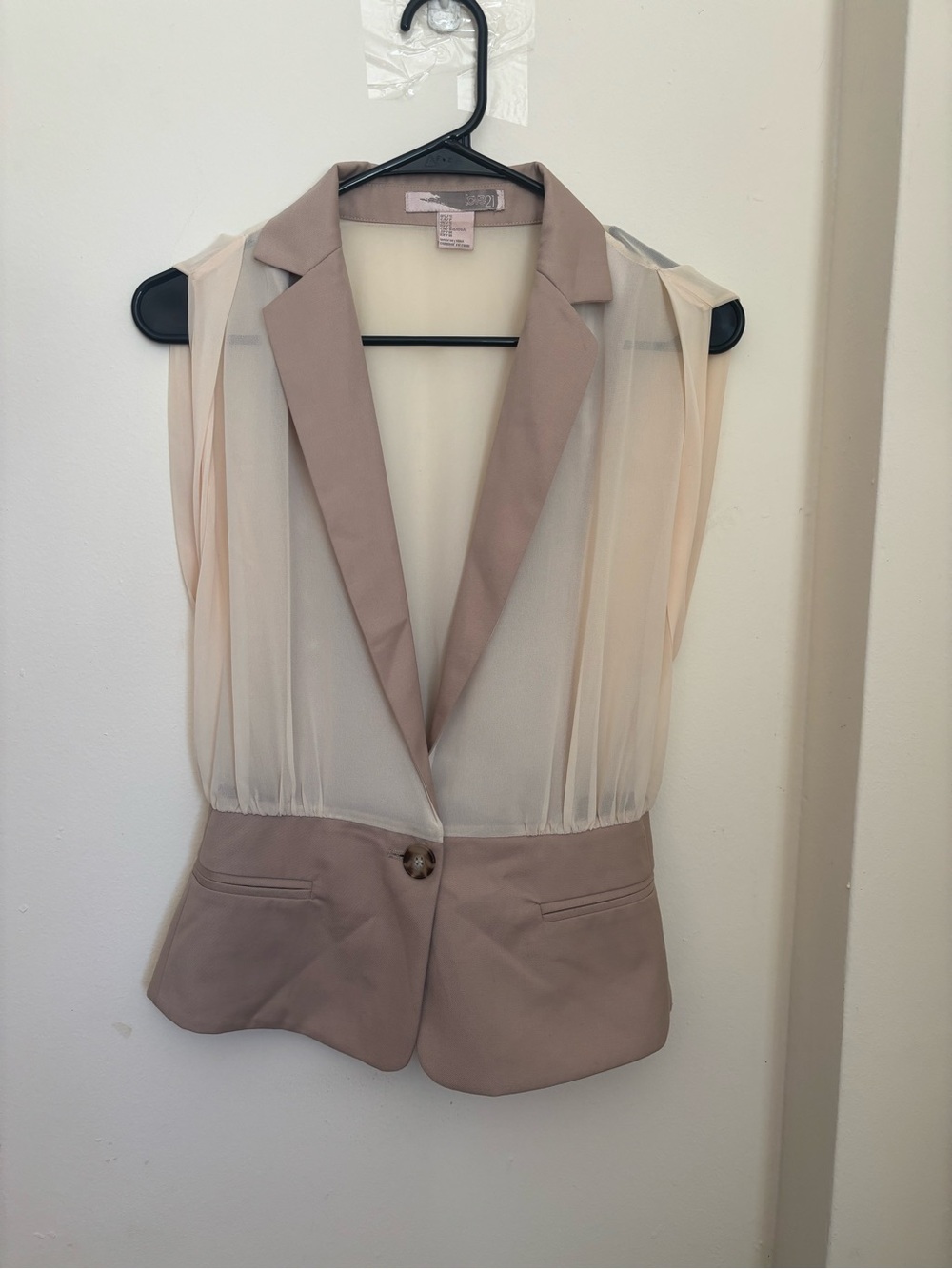 Love 21 by Forever 21 Sheer Sleeveless Blazer Vest Size Small